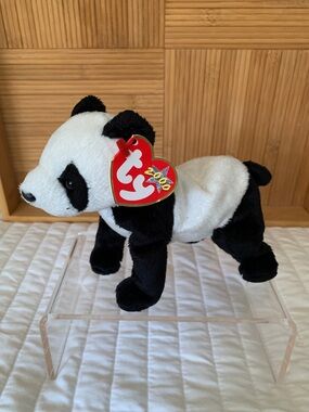 Vintage NWT Beanie Baby Ty China Panda Bear 2000 Stuffed Animal Black White